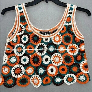 Julia Crochet Crop Top Granny Circles, sleeveless,